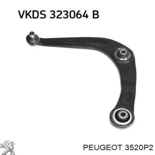 Левый рычаг передней нижней подвески Peugeot/Citroen 3520P2 цена, от 53.91 USD