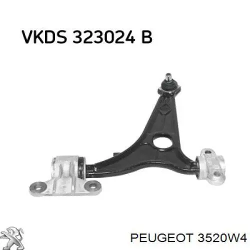 Левый рычаг передней нижней подвески Peugeot/Citroen 3520W4 цена, от 90.34 USD