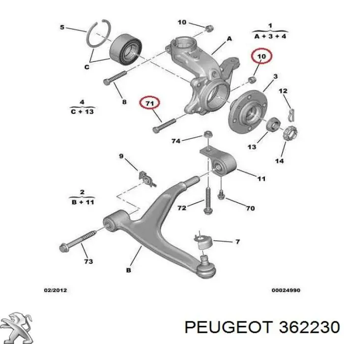 Гайка передней стойки стабилизатора Peugeot/Citroen 362230 цена, от 0.98 USD