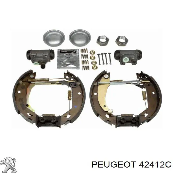 42412C Peugeot/Citroen колодки тормозные задние барабанные, в сборе с цилиндрами, комплект