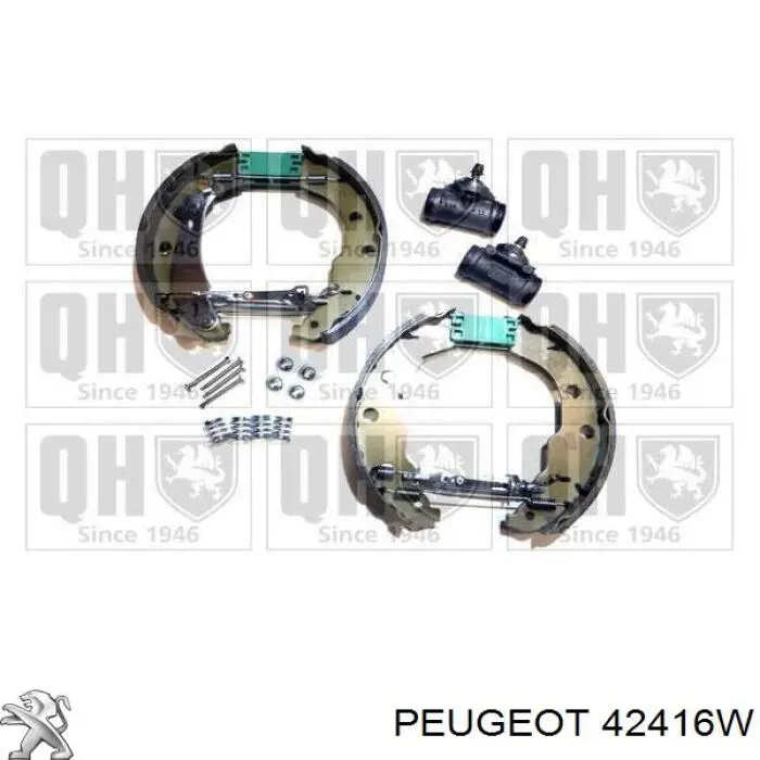 Колодки тормозные задние барабанные, в сборе с цилиндрами, комплект Peugeot/Citroen 42416W
