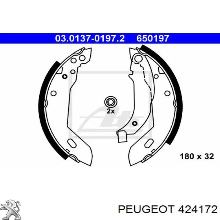 424172 Peugeot/Citroen колодки тормозные задние барабанные