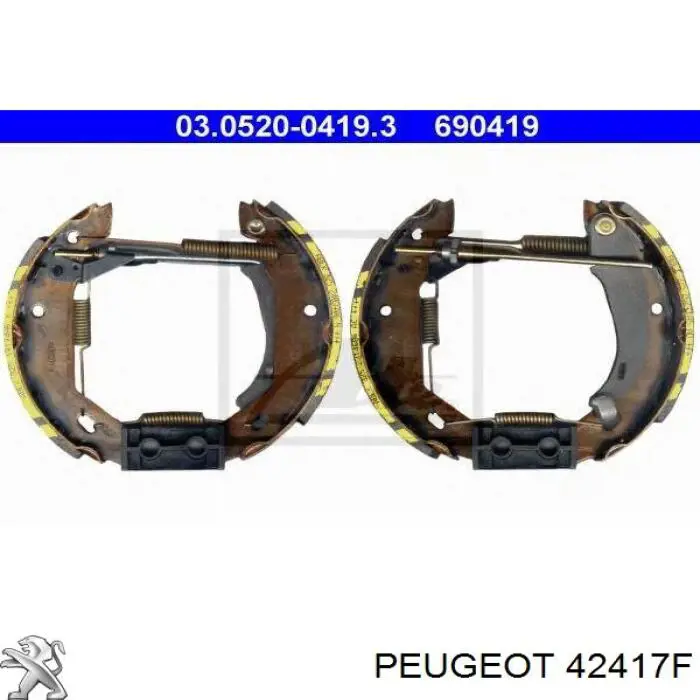 42417F Peugeot/Citroen колодки тормозные задние барабанные, в сборе с цилиндрами, комплект