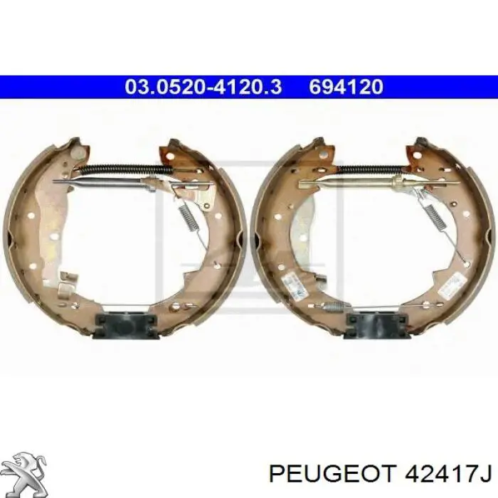 Задние барабанные колодки 000042417J Peugeot/Citroen