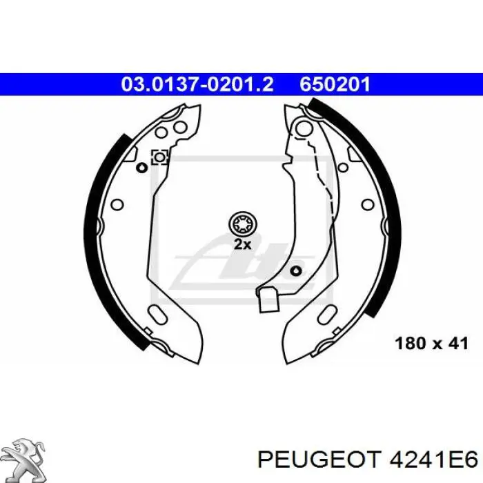 Задние барабанные колодки 4241E6 Peugeot/Citroen