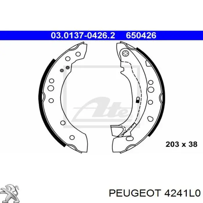 Задние барабанные колодки 4241L0 Peugeot/Citroen