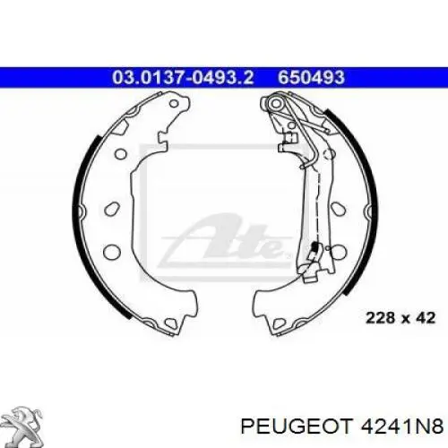 4241N8 Peugeot/Citroen колодки тормозные задние барабанные