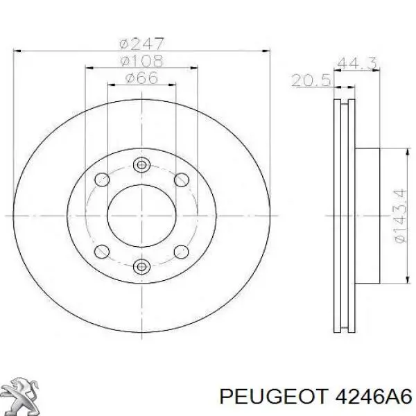 Тормоз дисковый передний Peugeot/Citroen 4246A6 цена, от 16.55 USD