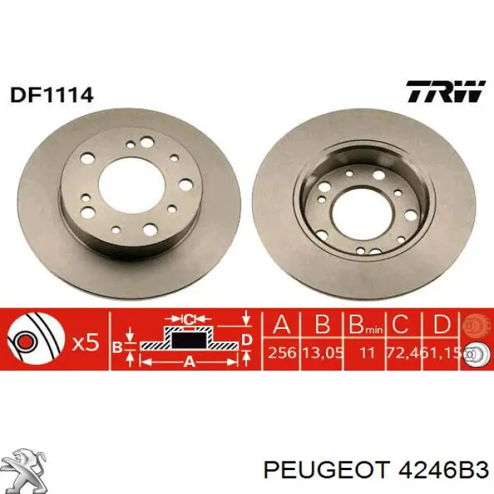 4246B3 Peugeot/Citroen диск тормозной передний