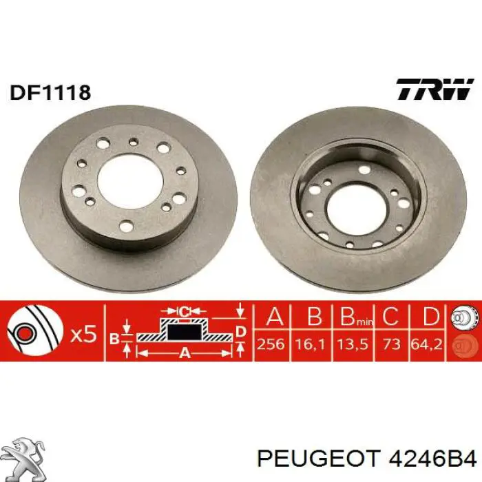 Тормоз дисковый передний Peugeot/Citroen 4246B4 цена, от 32.53 USD