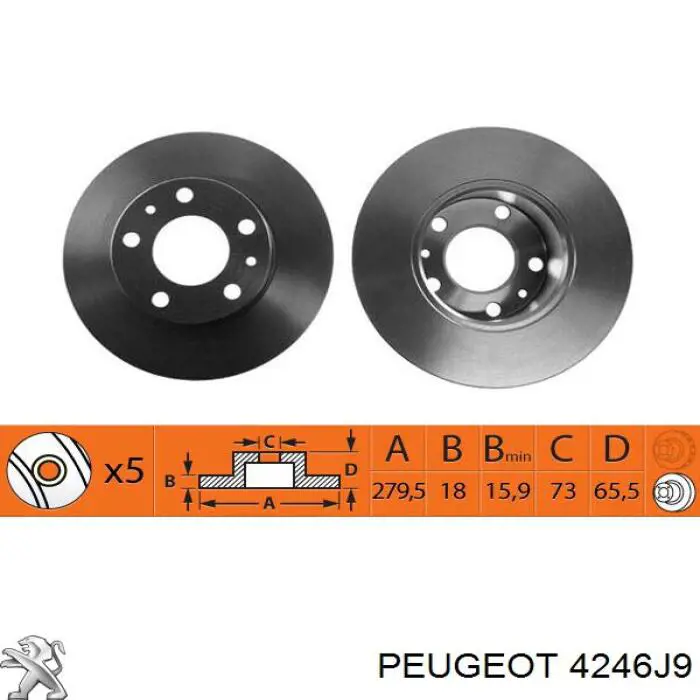 Freno de disco delantero 4246J9 Peugeot/Citroen