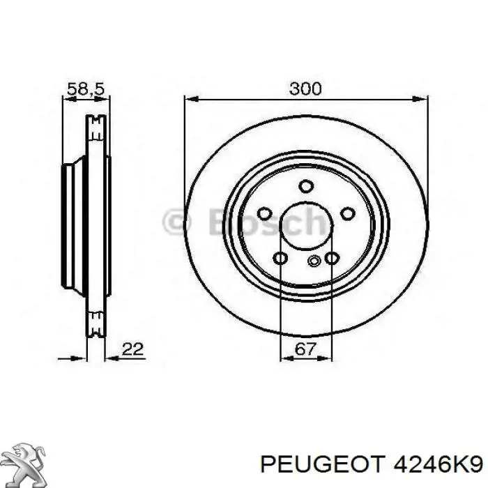 Купить 4246K9 Peugeot/Citroen Диск тормозной задний
