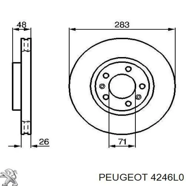 Передние тормозные диски 4246L0 Peugeot/Citroen