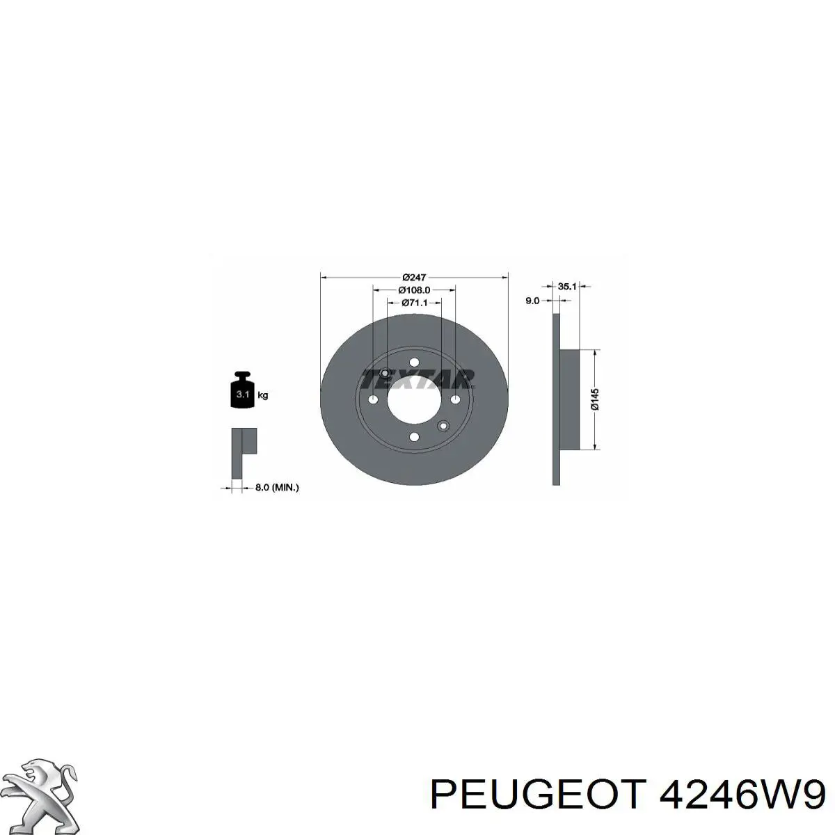 Задний дисковый тормоз Peugeot/Citroen 4246W9