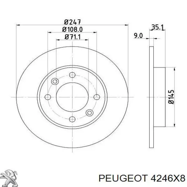 Тормозные диски 4246X8 Peugeot/Citroen