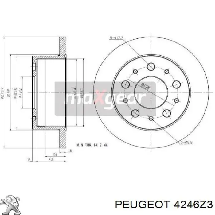 Тормозные диски 4246Z3 Peugeot/Citroen