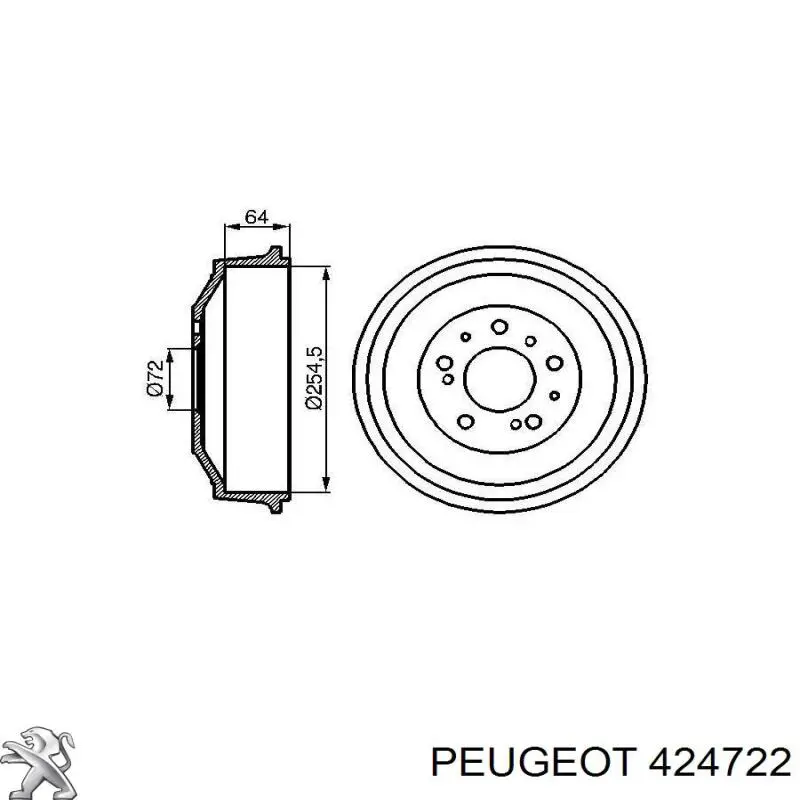 Купить 424722 Peugeot/Citroen Тормозной барабан