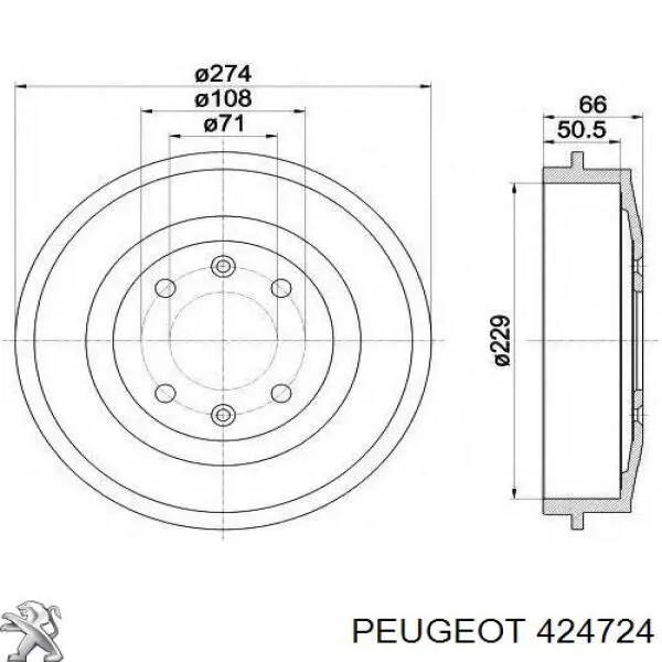 Купить 424724 Peugeot/Citroen Тормозной барабан
