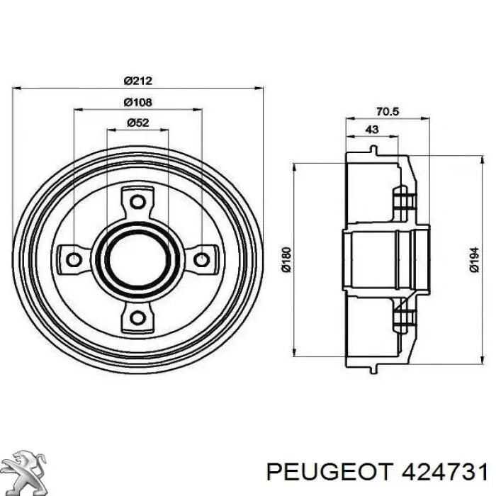 Тормозной барабан 424731 Peugeot/Citroen
