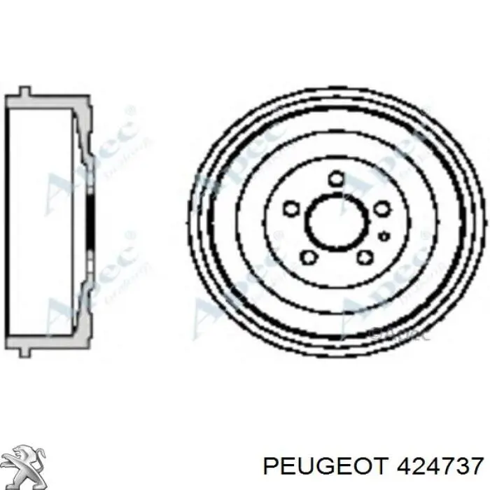 Freno de tambor trasero 424737 Peugeot/Citroen
