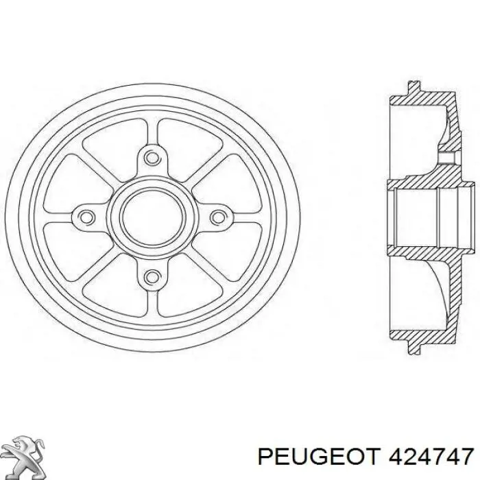 Барабан тормозной задний Peugeot/Citroen 424747 цена, от 35.82 USD