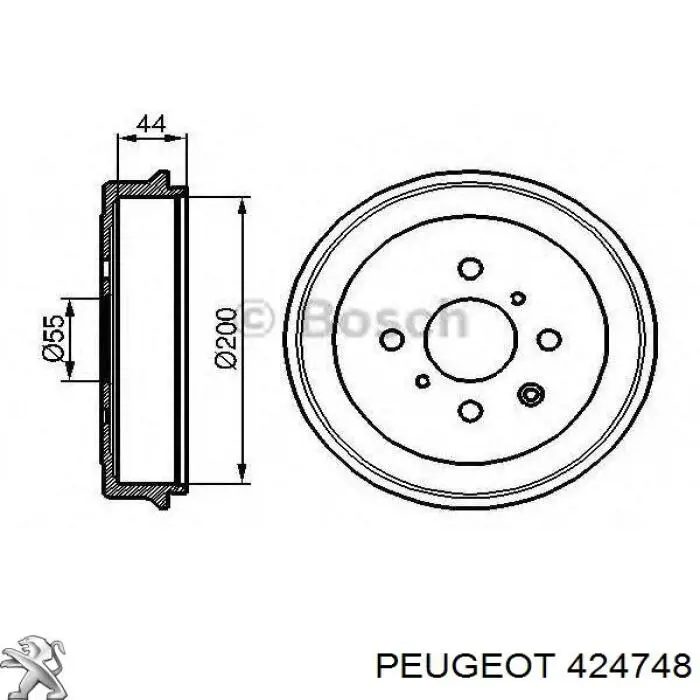 424748 Peugeot/Citroen барабан тормозной задний