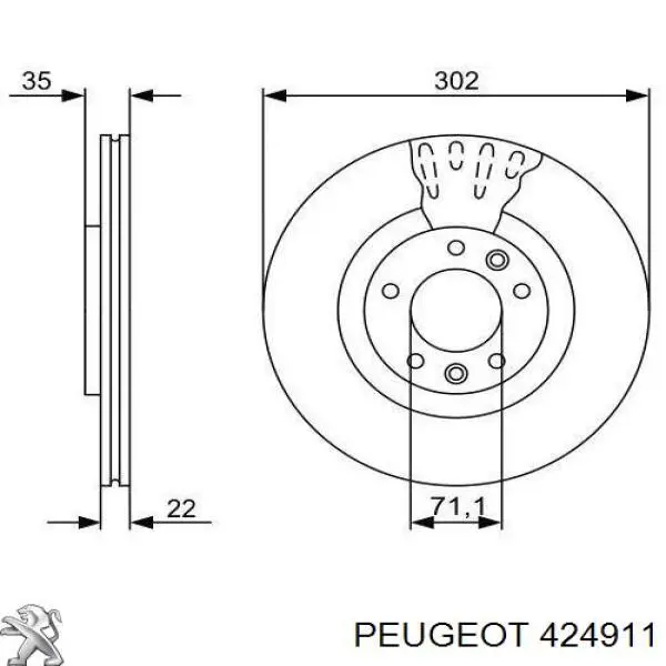 Тормозные диски 424911 Peugeot/Citroen