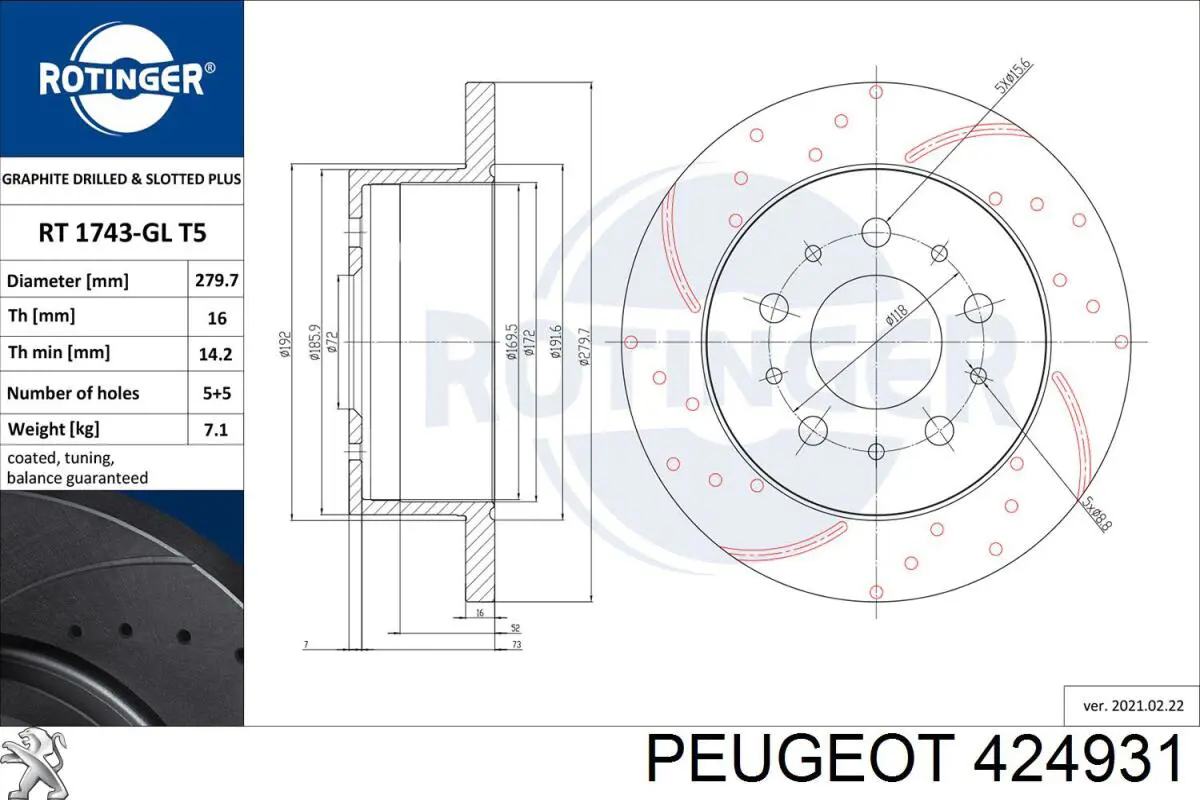 Тормозные диски 424931 Peugeot/Citroen