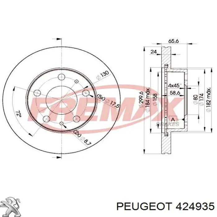 Купить 424935 Peugeot/Citroen Ротор тормозной