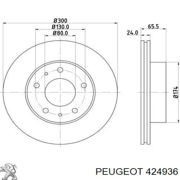 Передние тормозные диски 424936 Peugeot/Citroen