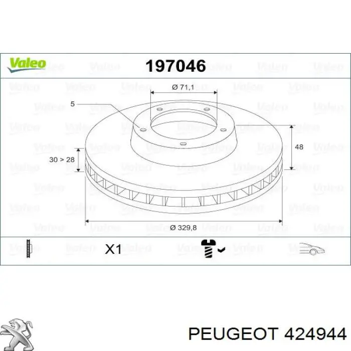 Тормоз дисковый передний Peugeot/Citroen 424944 цена, от 59.99 USD