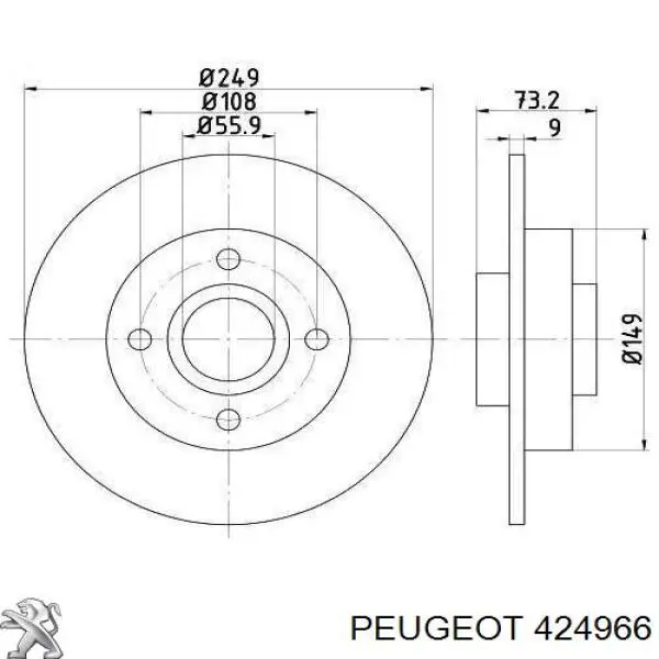 Тормозные диски 424966 Peugeot/Citroen