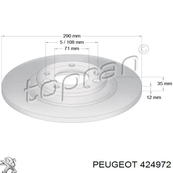 Тормозные диски 424972 Peugeot/Citroen