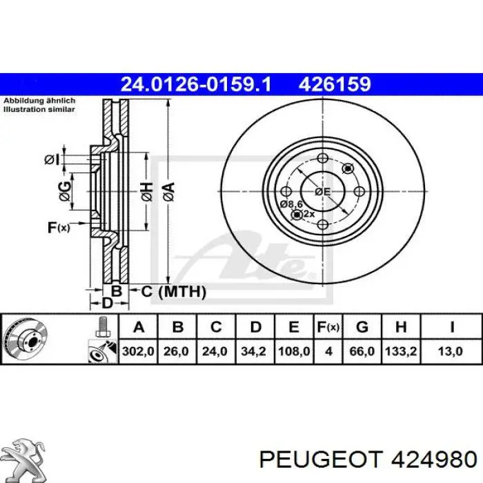 Купить 424980 Peugeot/Citroen Ротор тормозной