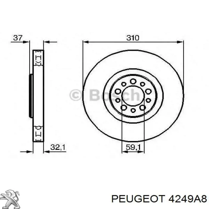 Передние тормозные диски 4249A8 Peugeot/Citroen