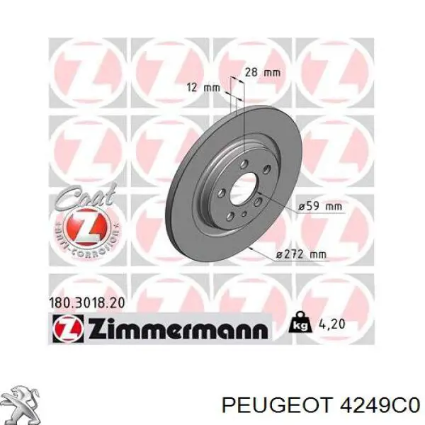 Купить 4249C0 Peugeot/Citroen Диск тормозной задний
