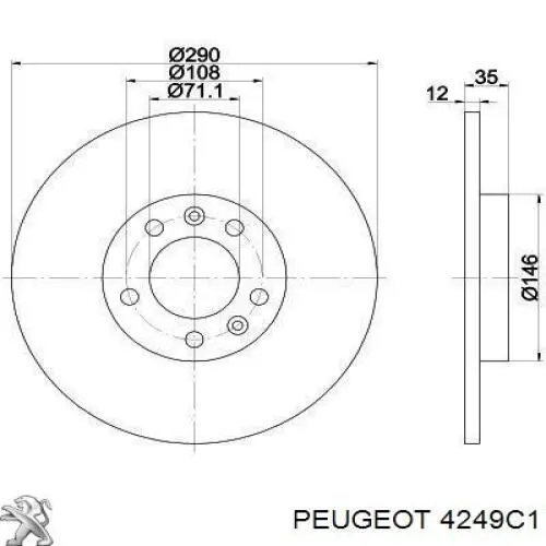 Тормозные диски 4249C1 Peugeot/Citroen