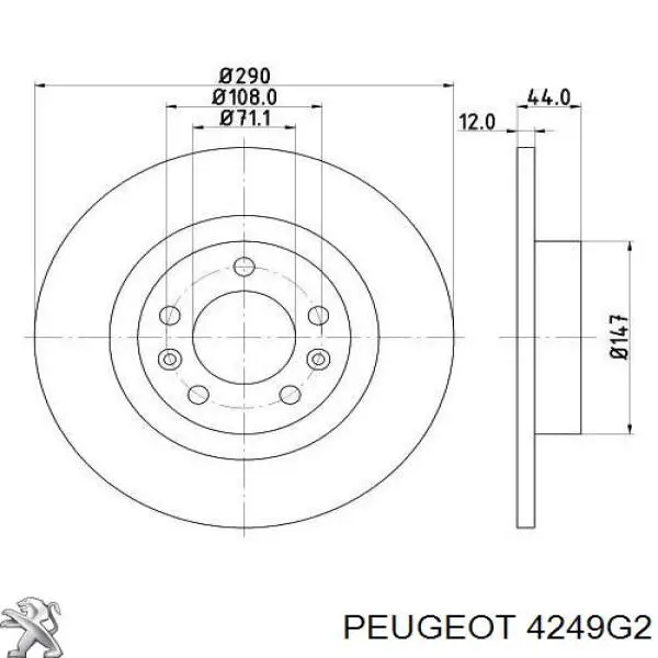 Задний тормозной диск Peugeot/Citroen 4249G2 цена, от 39.62 USD