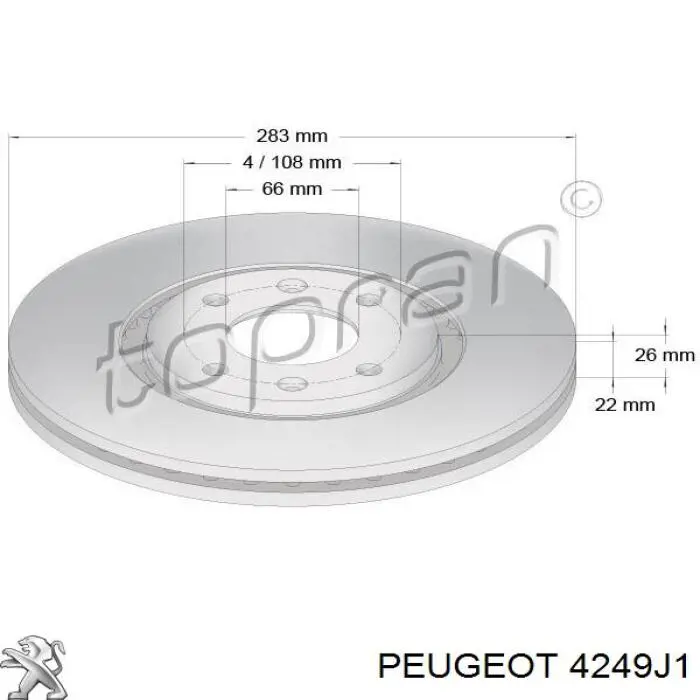4249J1 Peugeot/Citroen Диск тормозной передний