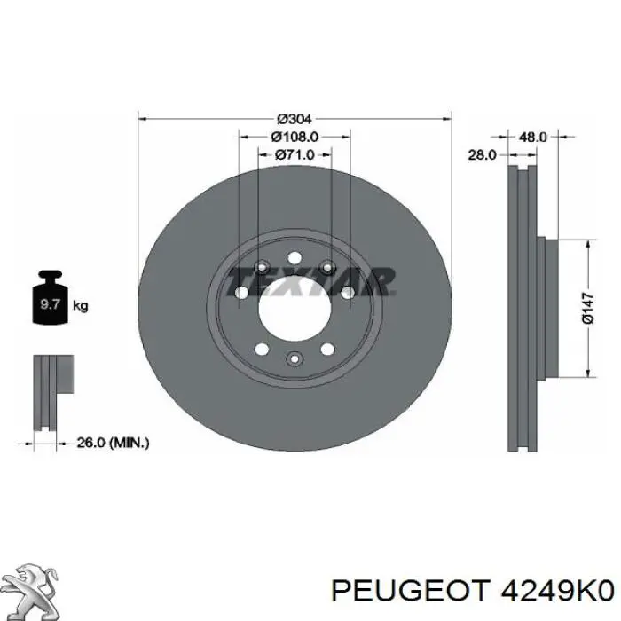 4249K0 Peugeot/Citroen Диск тормозной передний