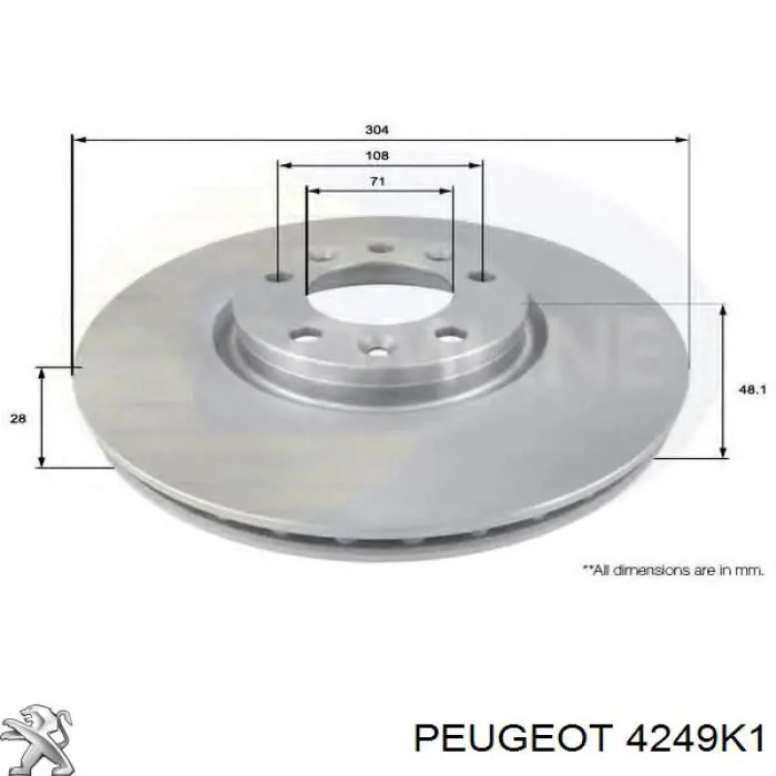 Купить 4249K1 Peugeot/Citroen Ротор тормозной