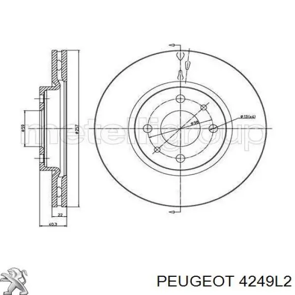 Купить 4249L2 Peugeot/Citroen Ротор тормозной