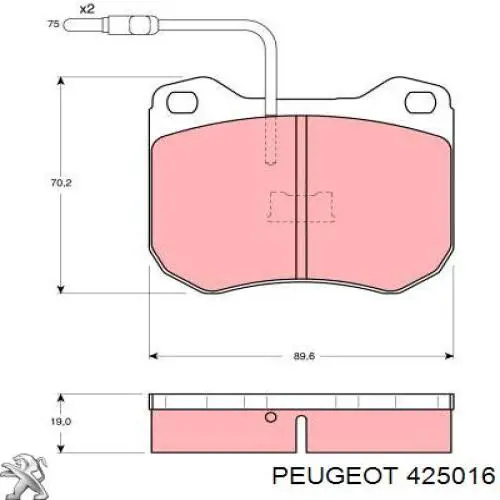 Передние тормозные колодки 425016 Peugeot/Citroen