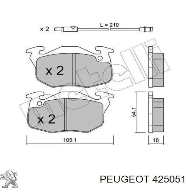 425051 Peugeot/Citroen колодки тормозные передние дисковые