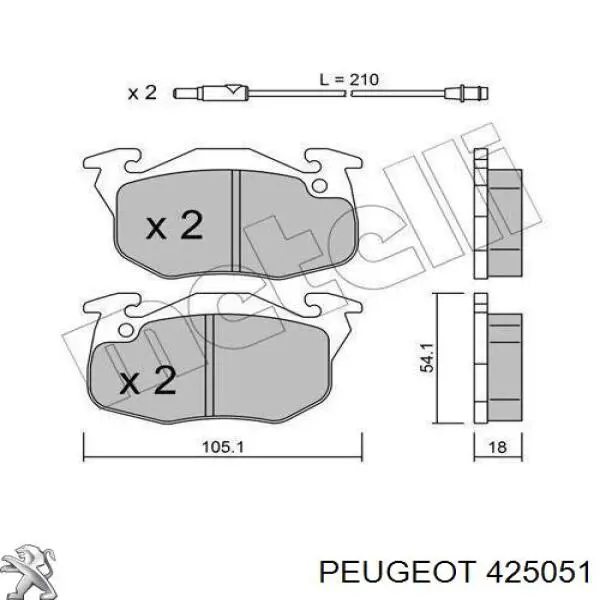 Pastillas de freno delanteras 425051 Peugeot/Citroen