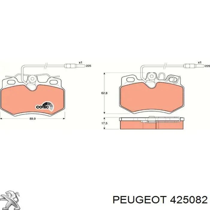 425082 Peugeot/Citroen передние тормозные колодки
