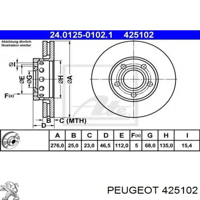Купить 425102 Peugeot/Citroen Колодки тормозные