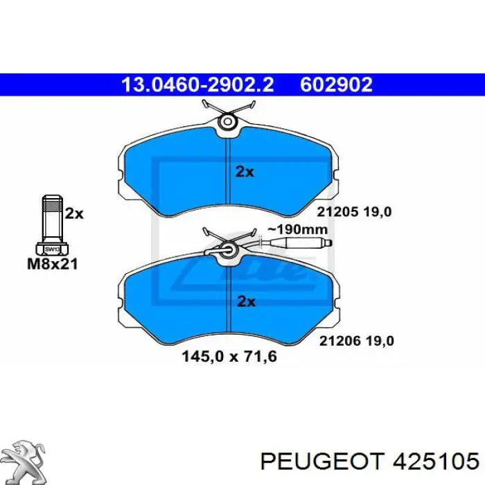 425105 Peugeot/Citroen Колодки передние