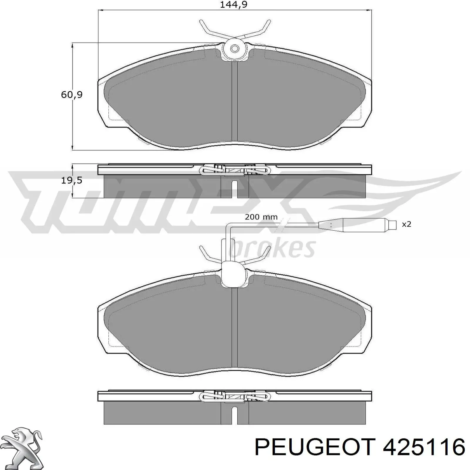 425116 Peugeot/Citroen колодки тормозные передние дисковые