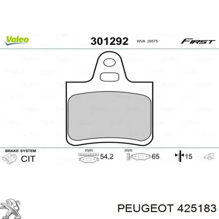 425183 Peugeot/Citroen задние тормозные колодки